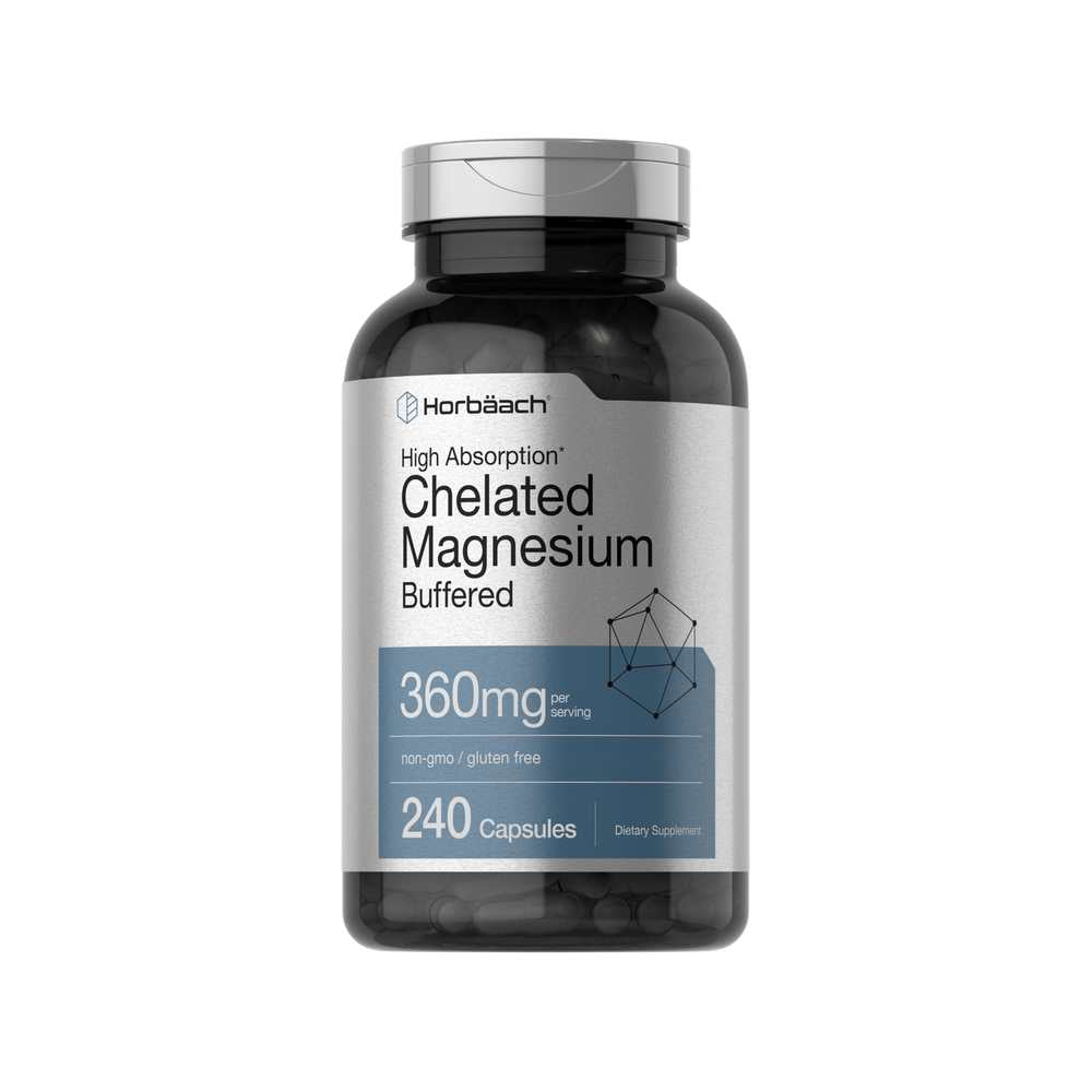 Horbäach Magnesium Chelated 360mg per Serving | 240 Capsules
