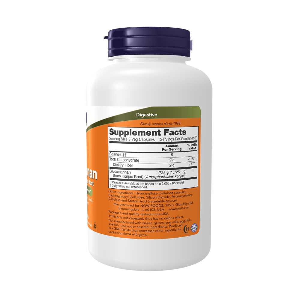 Now Foods Glucomannan 575mg – Konjac Root Capsules for Weight & Cholesterol – 180 Veg Capsules