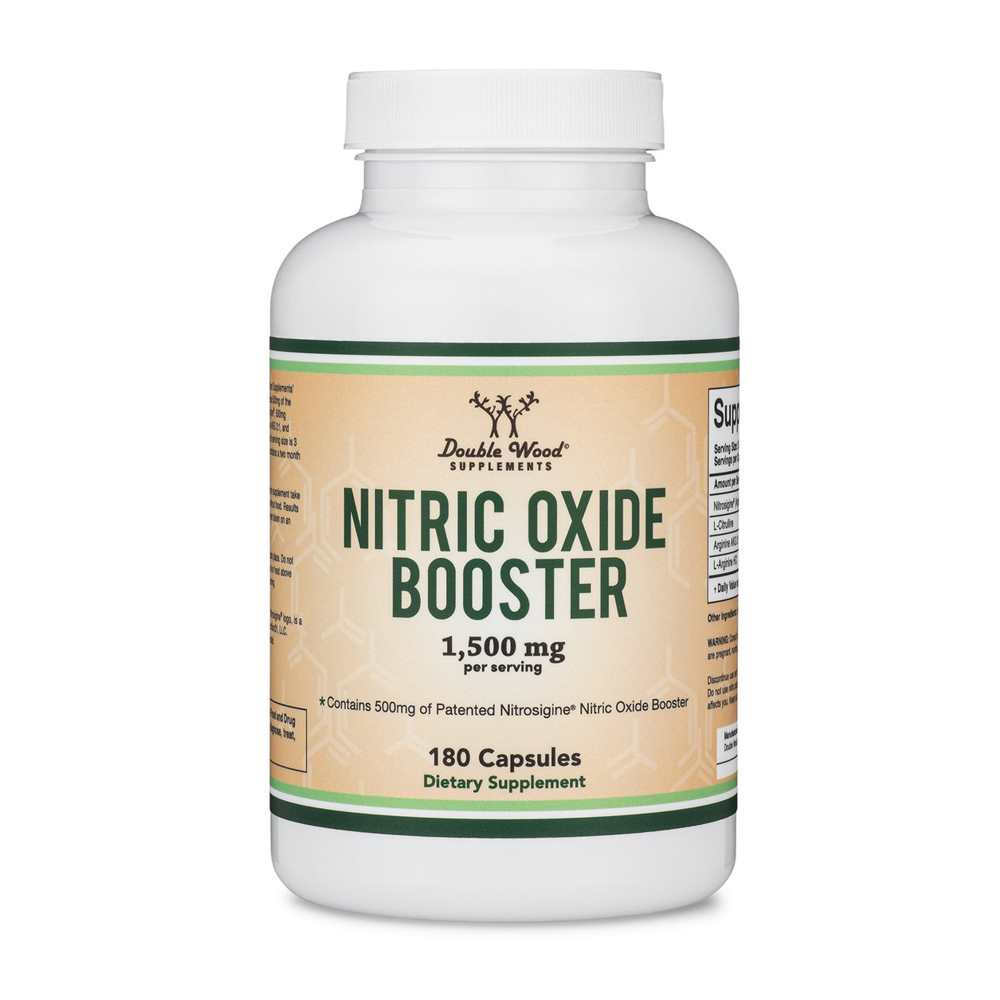 Nitric Oxide Booster by Double Wood – 1500 Mg per Serving – 180 Capsules