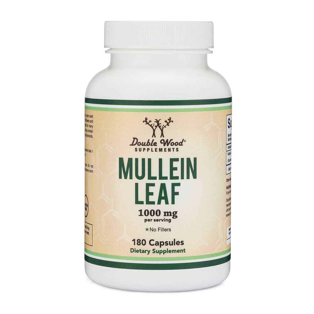 Double Wood Mullein Leaf – 1000mg Herbal Lung Support Formula | 180 Capsules