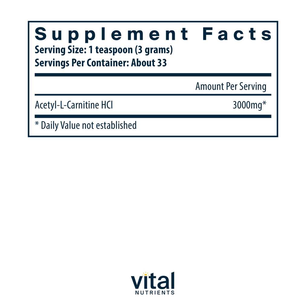Vital Nutrients Acetyl L-Carnitine Powder 100g