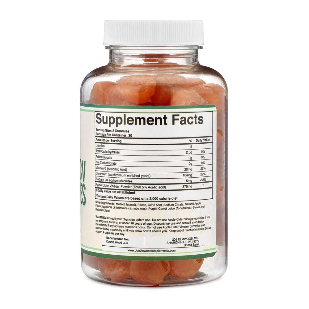 Double Wood Keto Acv Gummies – Zero Net Carbs | Sugar-Free Apple Cider Vinegar Support | 60 Count