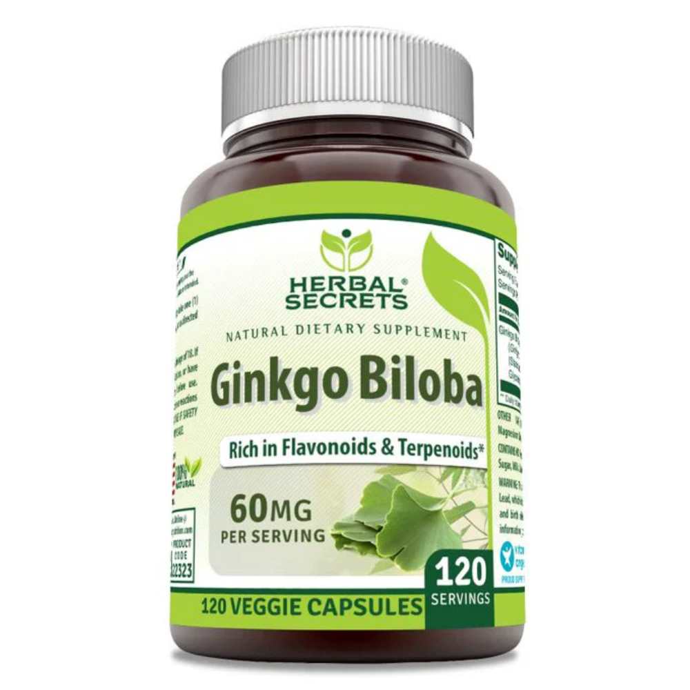 Herbal Secrets Ginkgo Biloba 60 Mg 120 Veggie Capsules