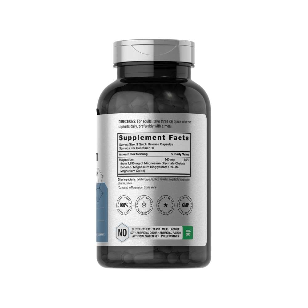 Horbäach Magnesium Chelated 360mg per Serving | 240 Capsules