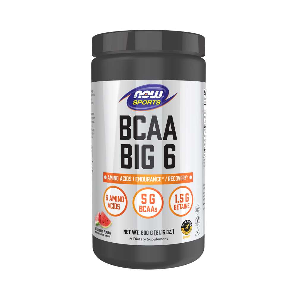 Now Sports Bcaa Big 6 Powder – Watermelon Flavor – Intra-Workout Endurance & Recovery Formula – 600g