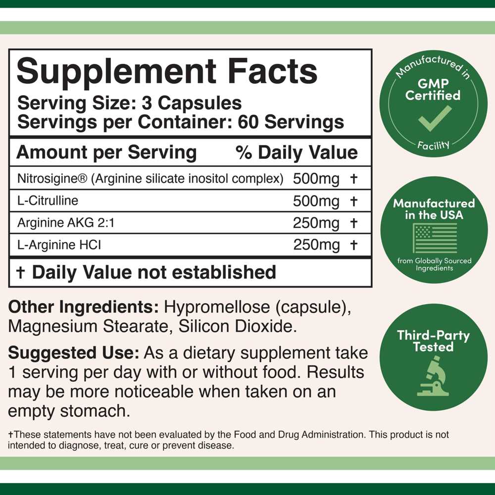 Nitric Oxide Booster by Double Wood – 1500 Mg per Serving – 180 Capsules