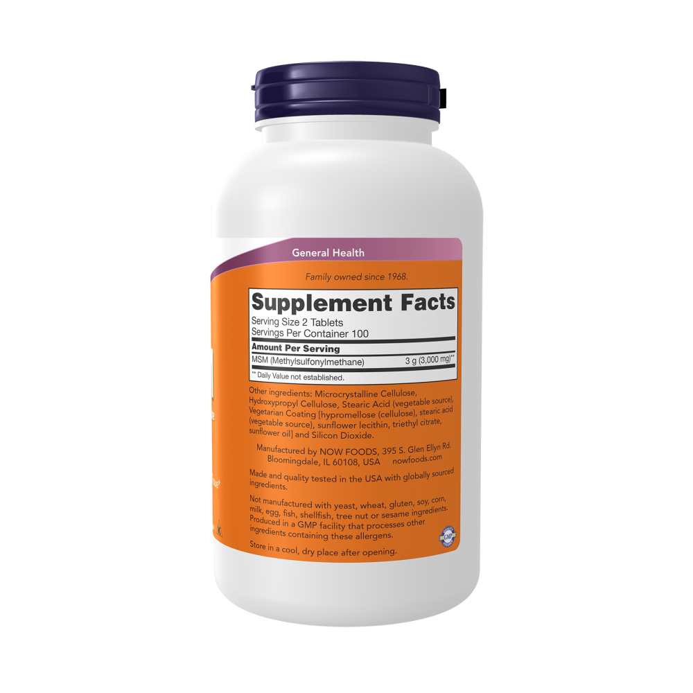 Now Foods MSM – High Potency 1500mg for Joint Comfort & Flexibility | 200 Vegan Tablets