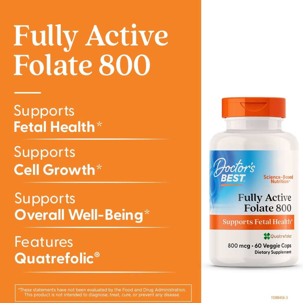 Doctor's Best Fully Active Folate 800, 800 Mcg, 60 Veggie Caps