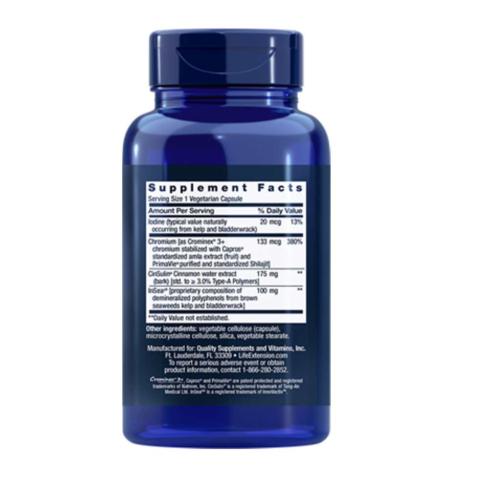 Life Extension Cin Sulin® with In Sea2® and Crominex® 3+ – 90 Vegetarian Capsules
