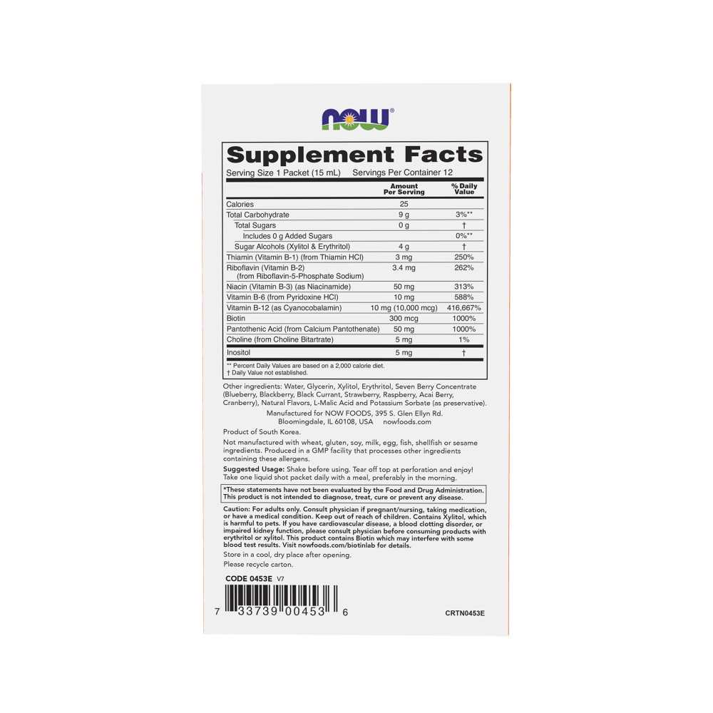 Now Foods B-12 Shots 10,000 Mcg – Sugar-Free Energy Support – 12 Packets (15 M L Each)