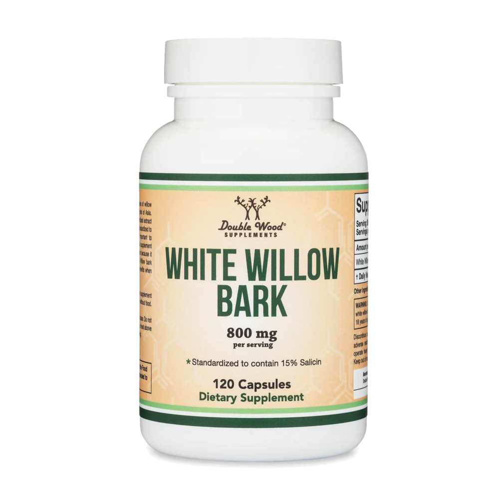 Double Wood White Willow Bark – 800mg Standardized Extract (15% Salicin) | 120 Capsules