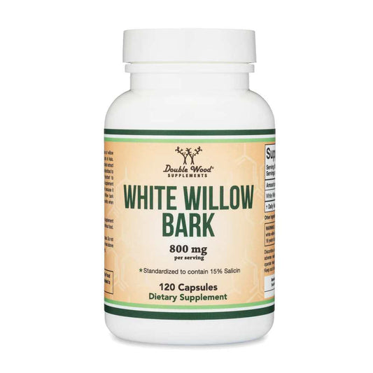 Double Wood White Willow Bark – 800mg Standardized Extract (15% Salicin) | 120 Capsules