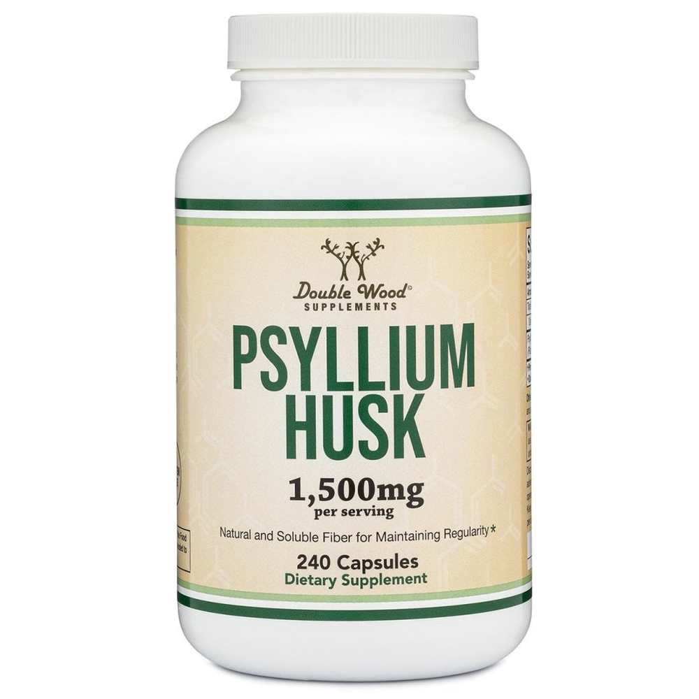 Double Wood Psyllium Husk – 1,500mg Fiber Supplement for Digestive Health | 240 Capsules