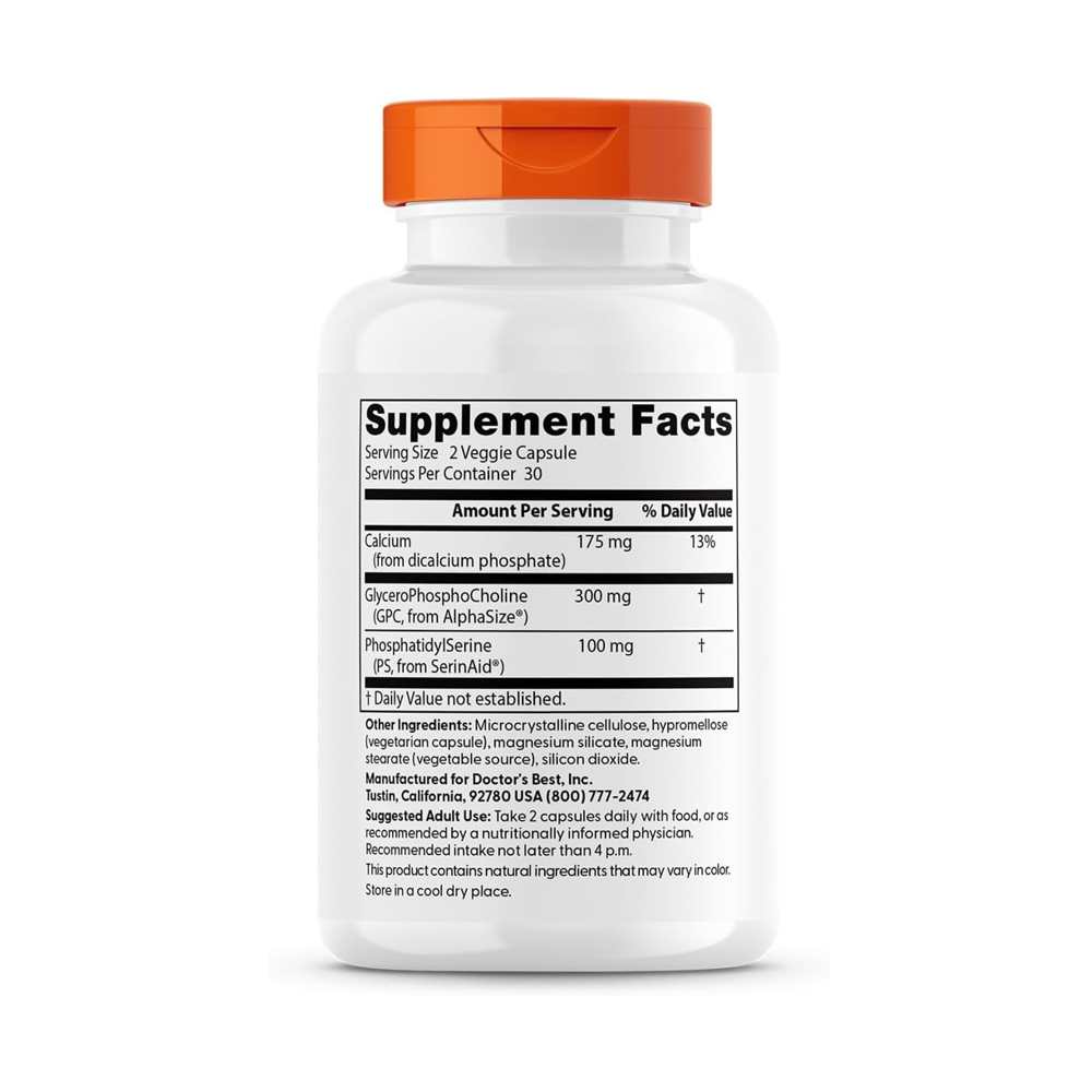 Doctor's Best Natural Brain Enhancers with Alpha Size and Serin Aid, 60 Veggie Caps