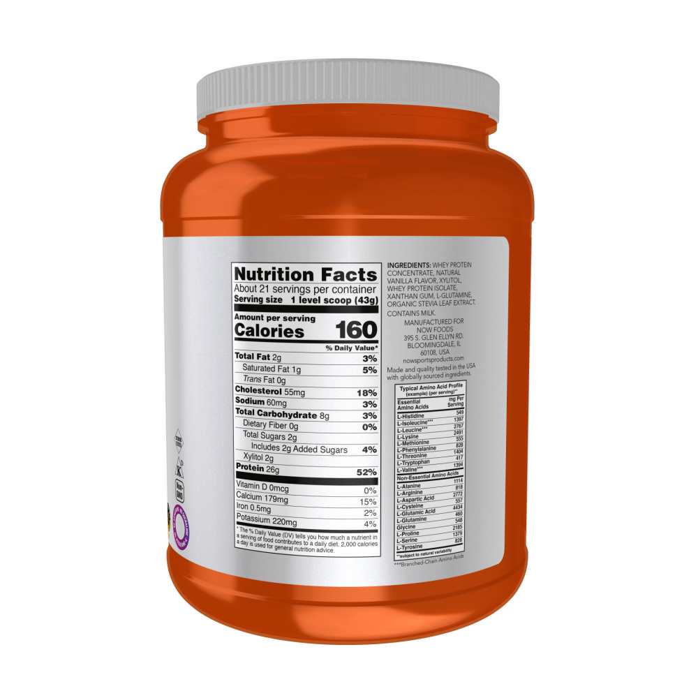 Now Sports Whey Protein, Creamy Vanilla Powder 907g