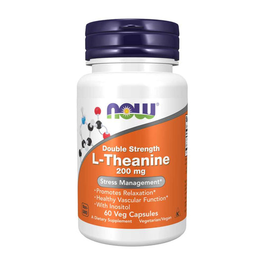 Now Foods L-Theanine 200 Mg – Double Strength Stress Relief – 60 Veg Capsules