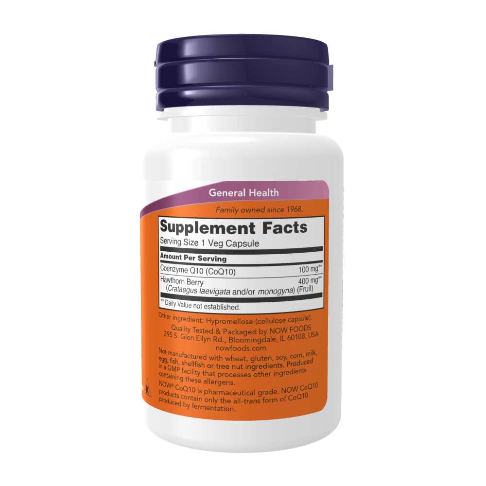 Now Foods Co Q10 100 Mg with Hawthorn Berry – Cardiovascular Support & Cellular Energy – 30 Veg Capsules
