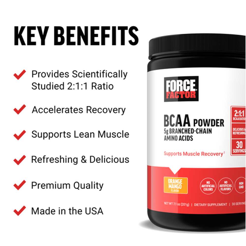 Force Factor Bcaa Powder – 201g (30 Servings)