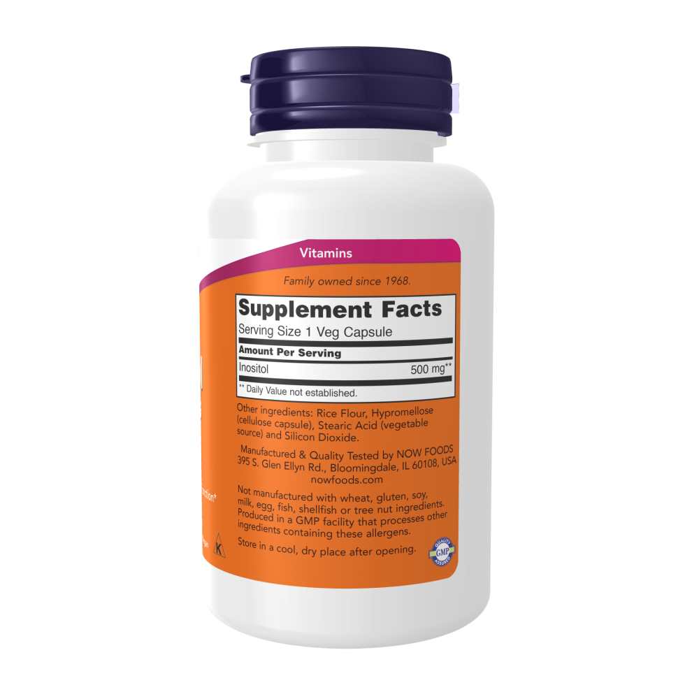 Now Foods Inositol Capsules 500 Mg – Myo-Inositol for Cellular & Membrane Health – 100 Veg Capsules