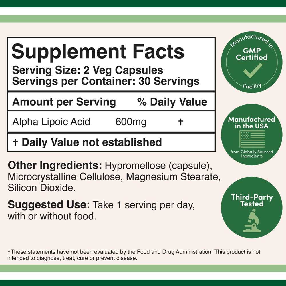 Double Wood Alpha Lipoic Acid – 600 Mg – 60 Capsules