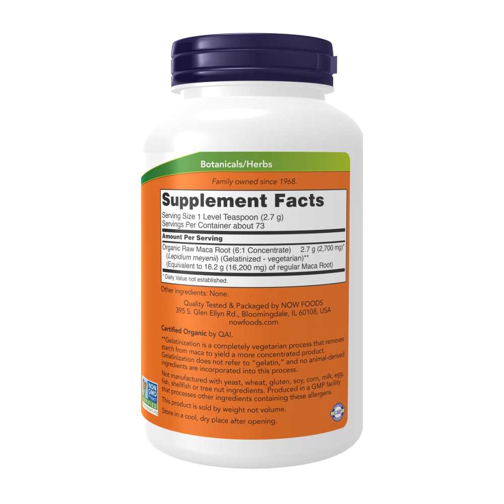Now Foods Certified Organic Maca Powder 6:1 – Reproductive & Sexual Health – 198g
