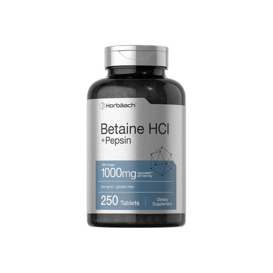 Horbäach Betaine H Cl with Pepsin 1000mg per Serving | 250 Tablets