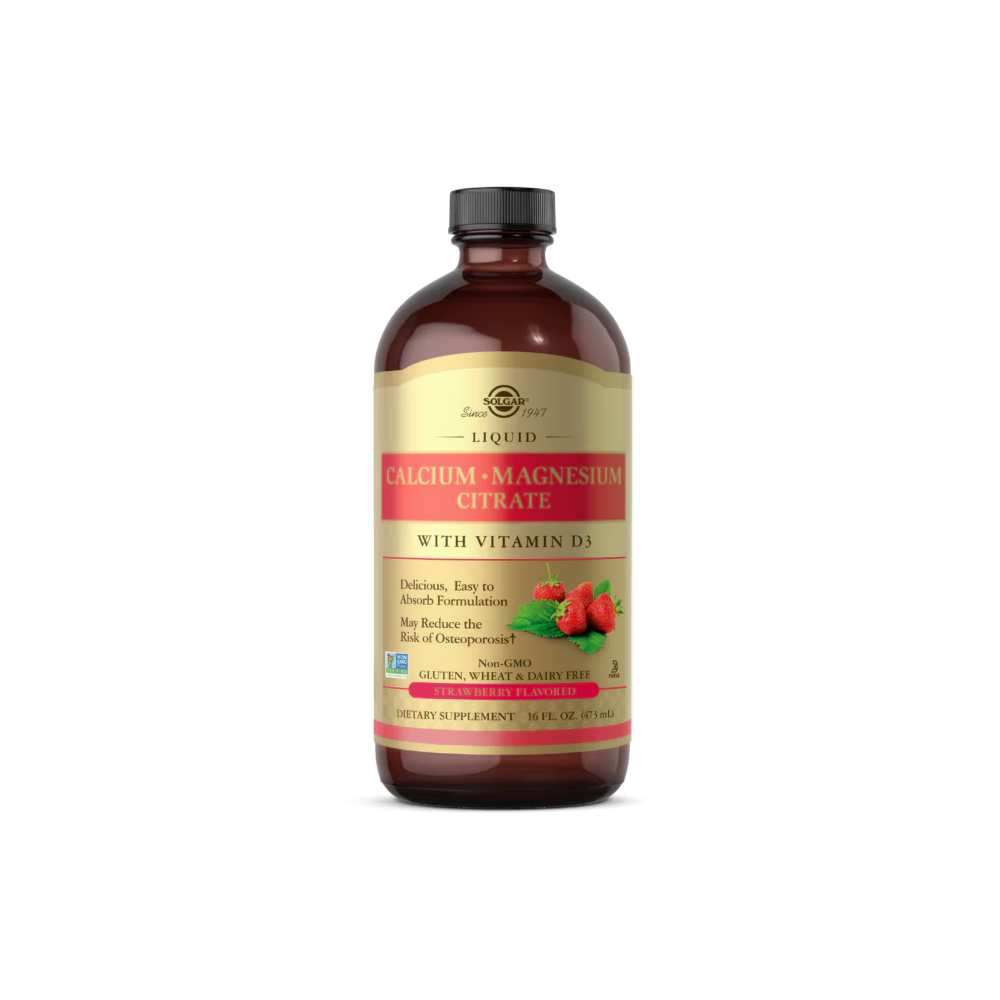 Solgar Liquid Calcium Magnesium Citrate with Vitamin D3 – Strawberry Flavored 473ml