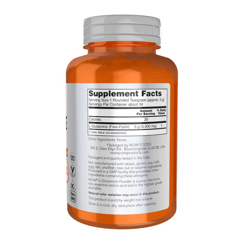 Now Sports L-Glutamine Powder – Pure Free-Form Amino Acid 170g