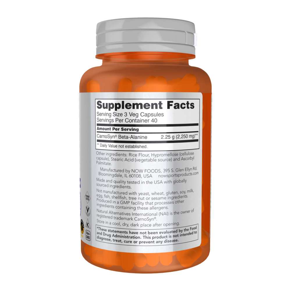 Now Sports Beta-Alanine 750 Mg – Endurance & Muscle Buffering Support – 120 Veg Capsules