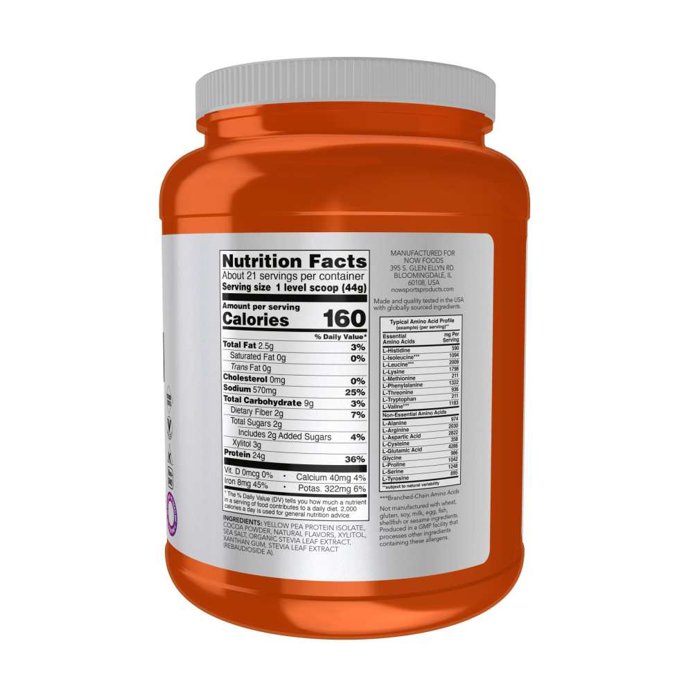 Now Sports Pea Protein, Creamy Chocolate Powder 907g