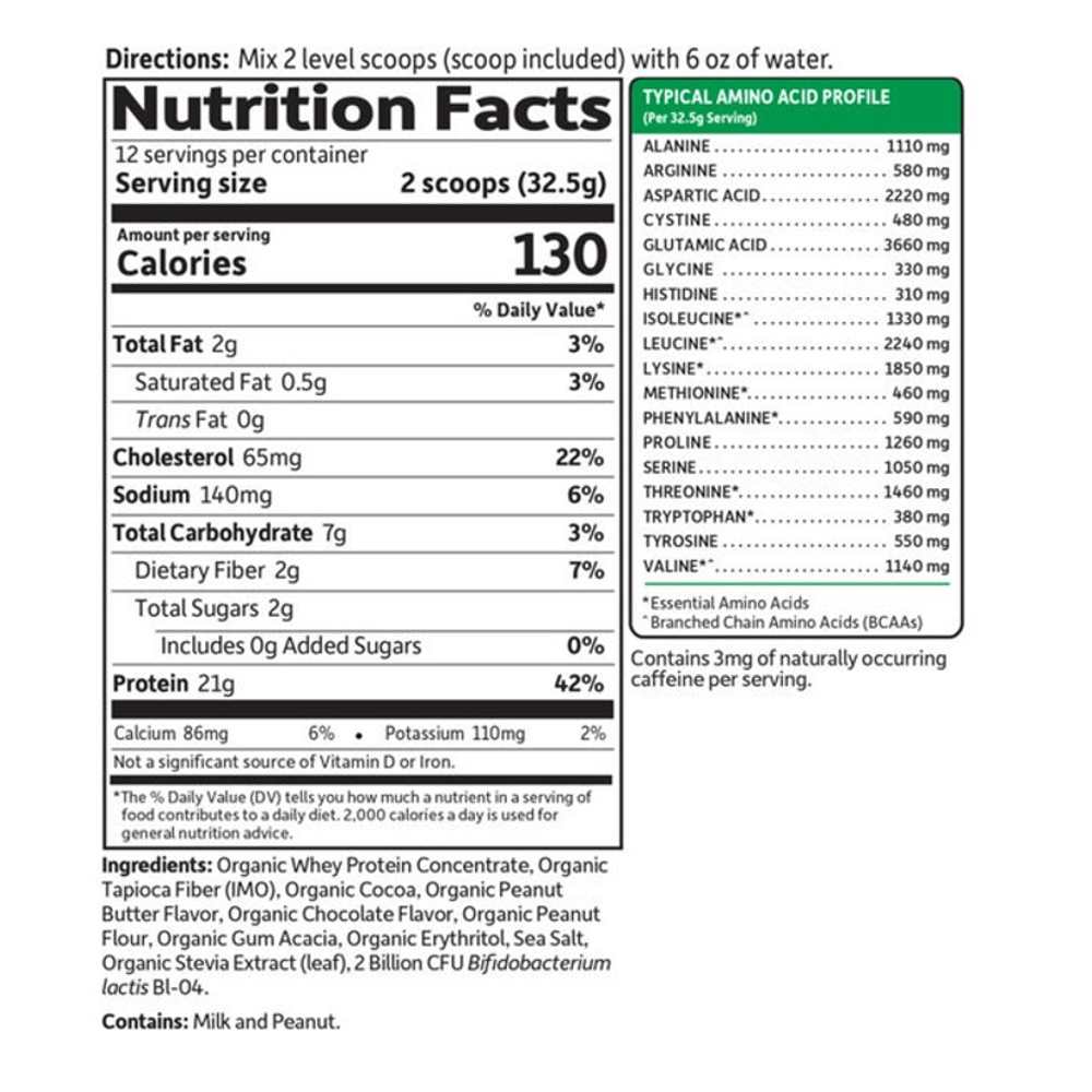 Garden of Life Organic Whey Protein Peanut Butter Chocolate 13.75oz (390g) Powder