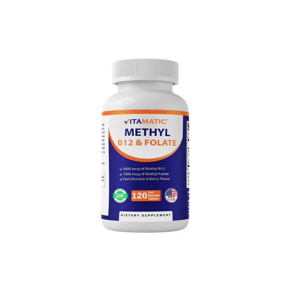 Vitamatic Methyl Folate & B12 Supplement with Pyridoxal 5 Phosphate 120 Fast Dissolve Tablets