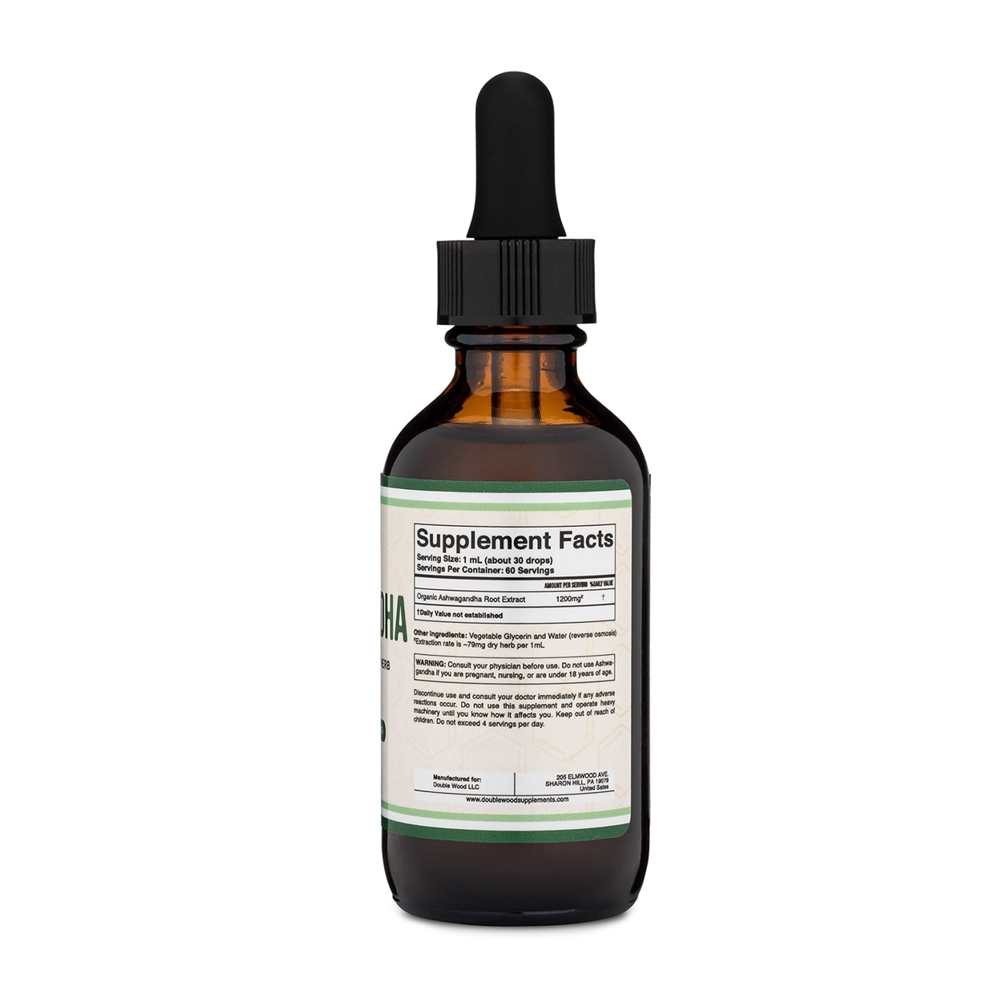 Double Wood Ashwagandha – Organic Liquid Adaptogen for Stress & Calm | 2 Fl Oz (60 M L)