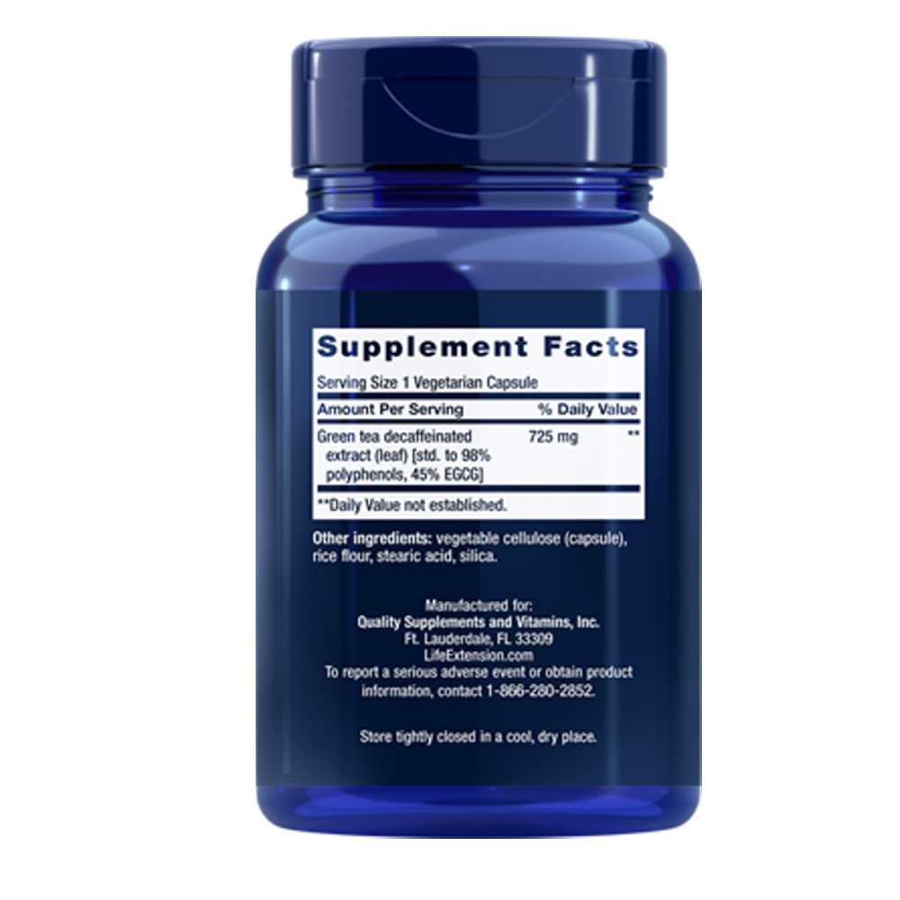 Life Extension Decaffeinated Mega Green Tea Extract – 100 Vegetarian Capsules