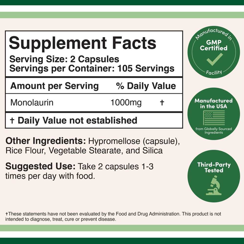 Double Wood Monolaurin – 1000 Mg per Serving – 210 Capsules