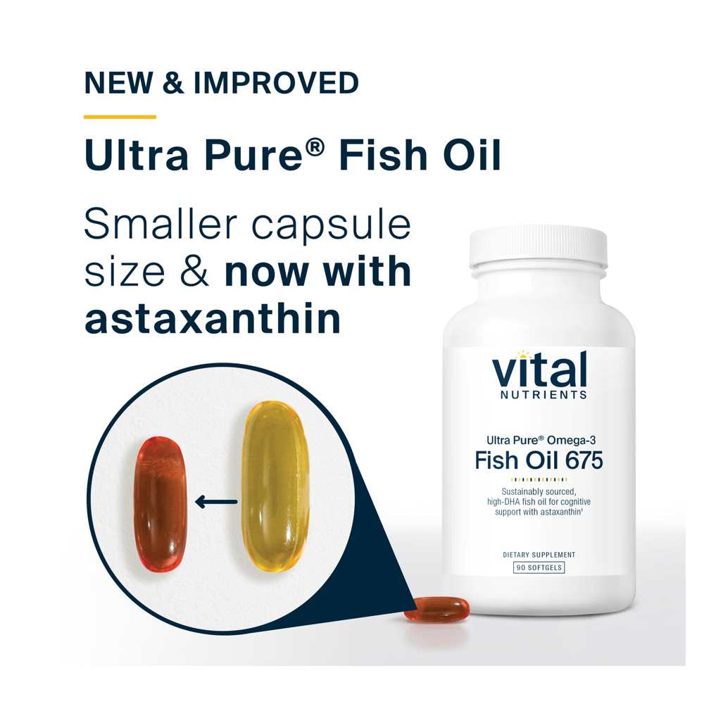 Vital Nutrients Ultra Pure® Fish Oil 675 High Omega-3 Dha Pharmaceutical Grade 90 Softgels