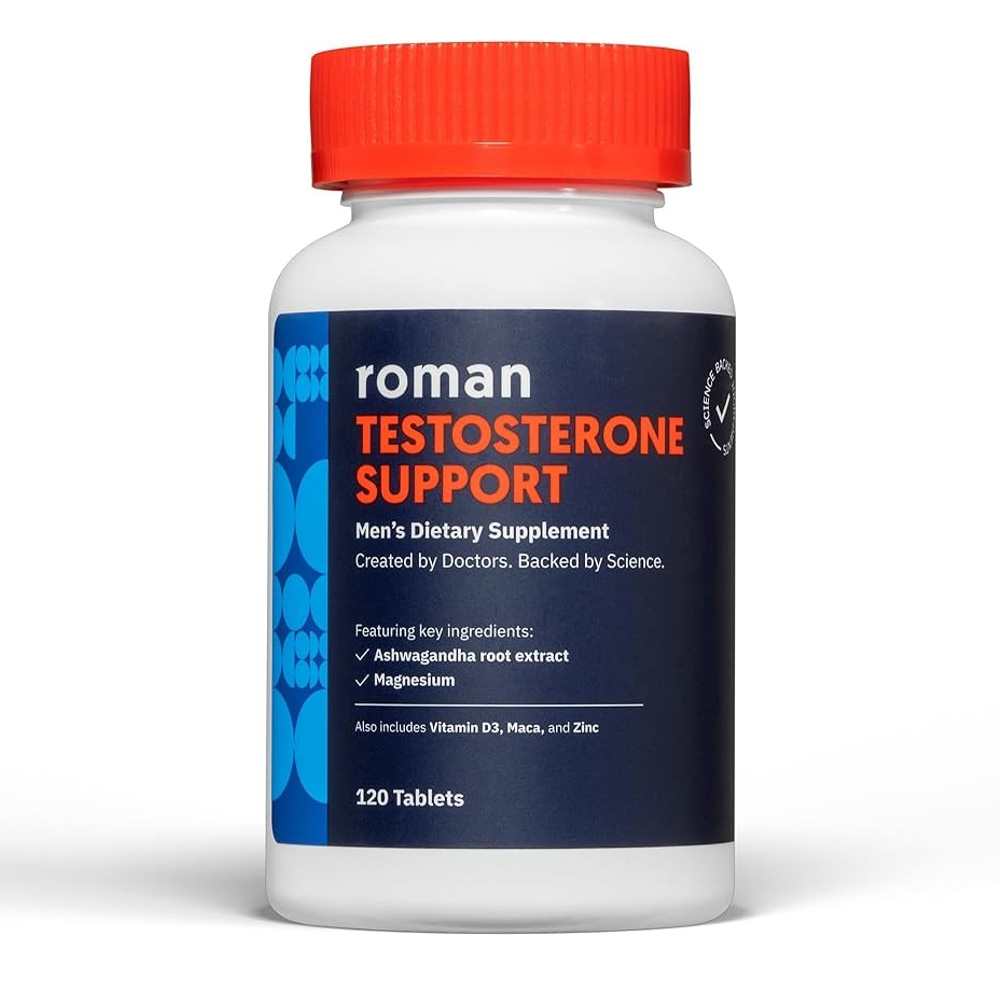 Roman Testosterone Support – Men's Dietary Supplement with Ashwagandha, Magnesium, Vitamin D3, Maca & Zinc – 120 Tablets