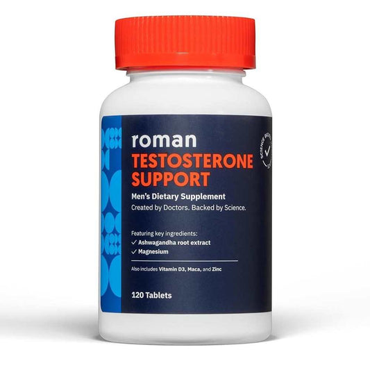 Roman Testosterone Support – Men's Dietary Supplement with Ashwagandha, Magnesium, Vitamin D3, Maca & Zinc – 120 Tablets