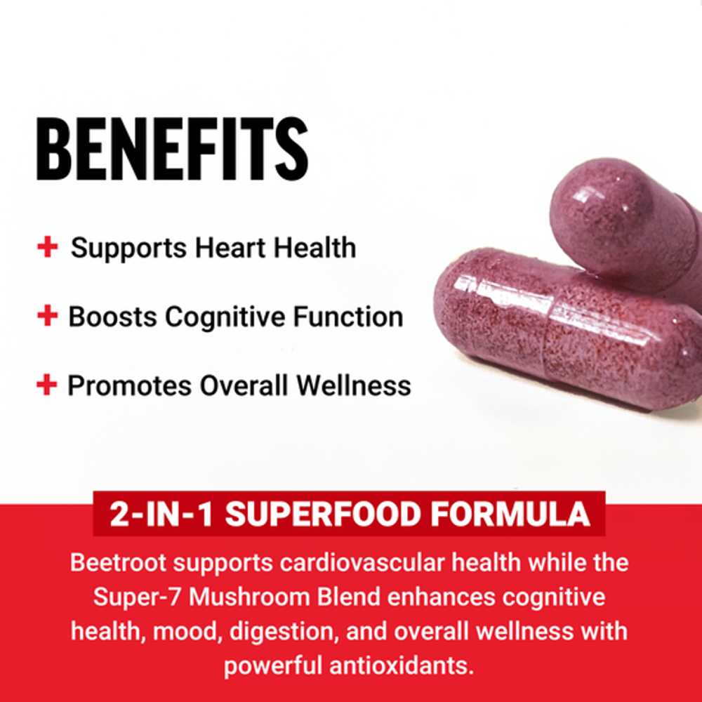 Force Factor Beetroot + Mushrooms – 120 Capsules