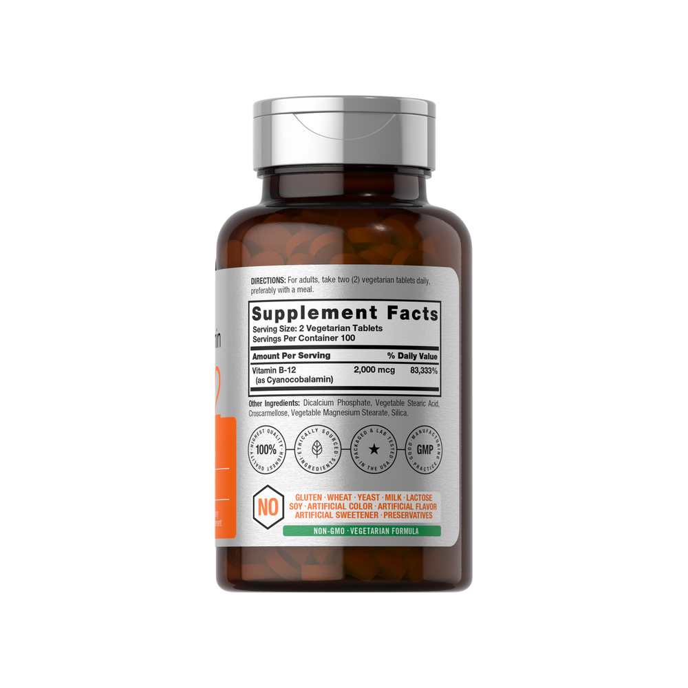 Horbäach Vitamin B-12 2000mcg per Serving | 200 Tablets