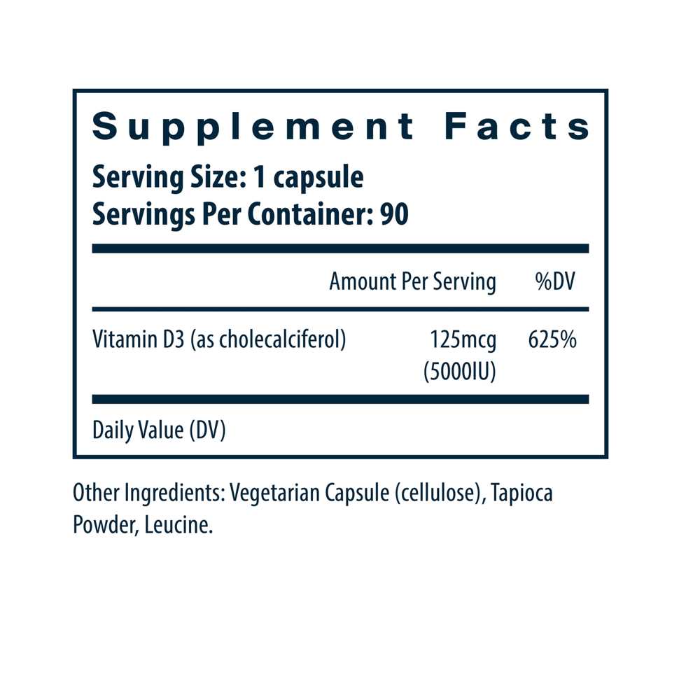 Vital Nutrients Vitamin D3 5000 Iu 90 Caps