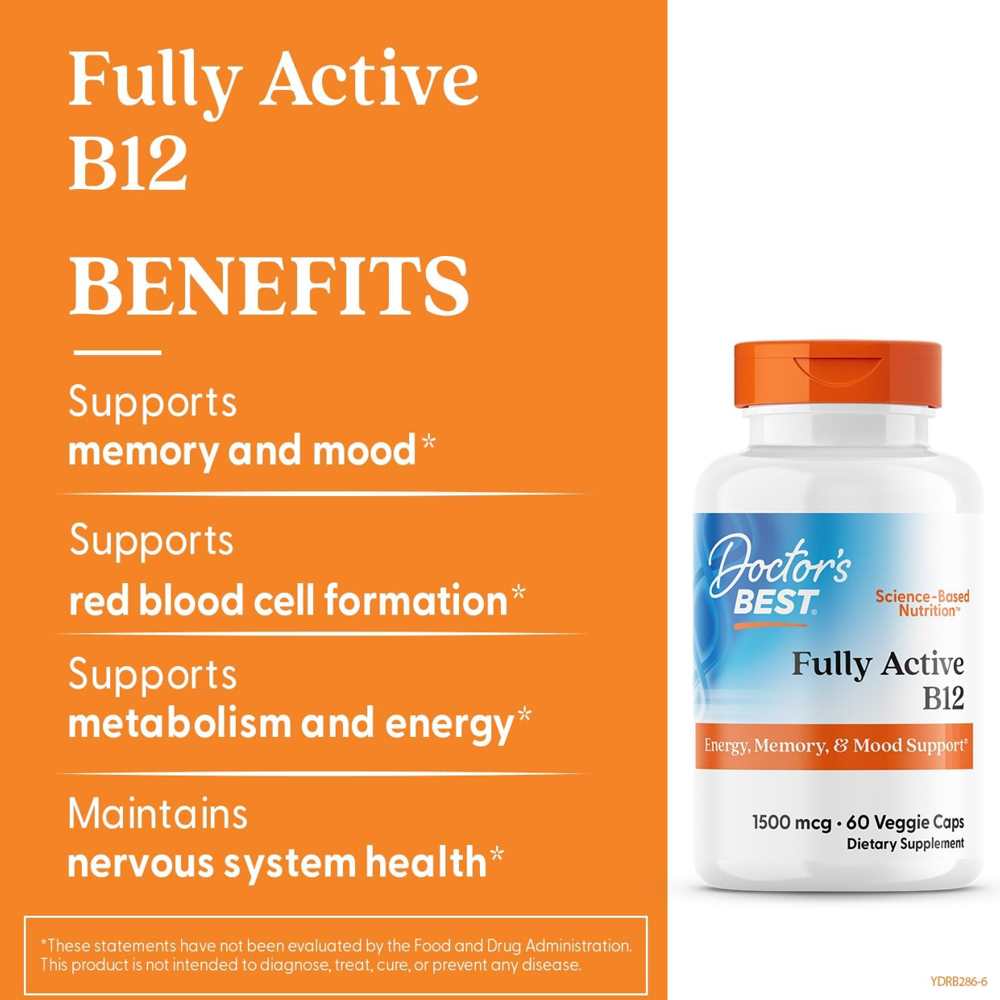 Doctor's Best Fully Active B12, 1,500 Mcg, 60 Veggie Caps