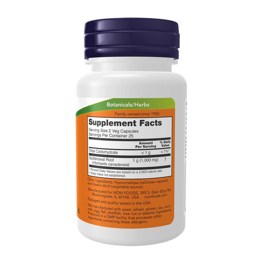 Now Foods Goldenseal Root 500 Mg – Wildcrafted Herbal Immune Support – Non-Gmo – 50 Veg Capsules