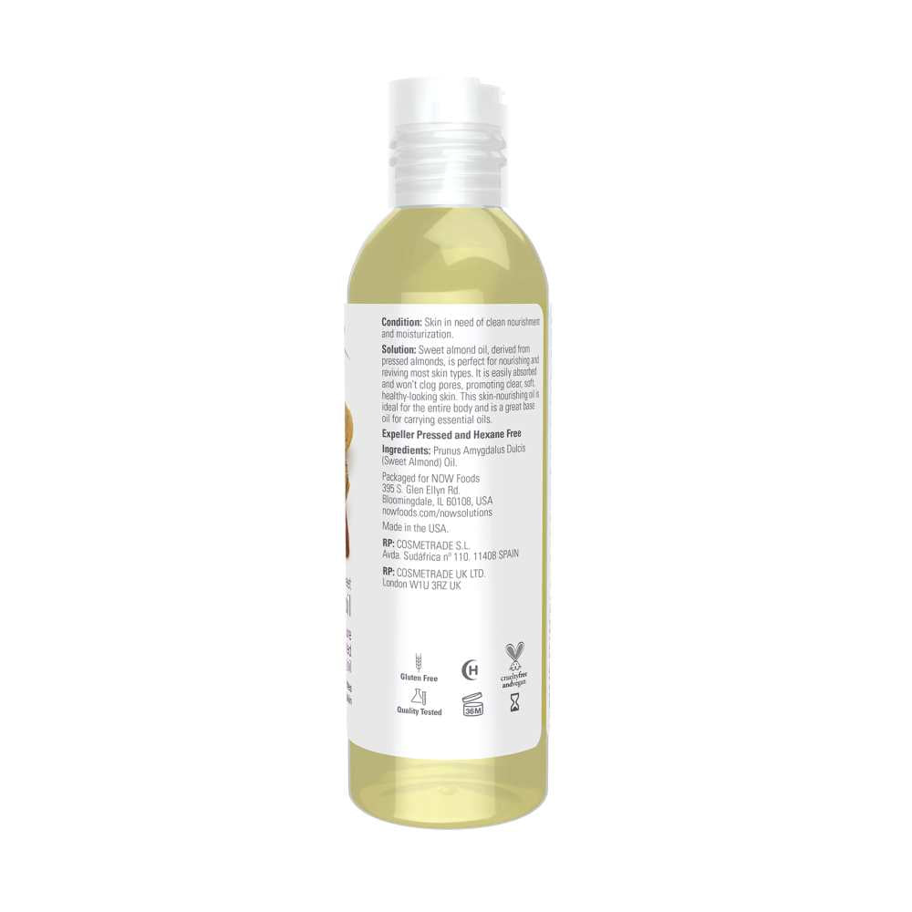 Now Foods Sweet Almond Oil – 100% Pure & Nourishing – Moisturizing Oil for Skin & Hair – 118 M L