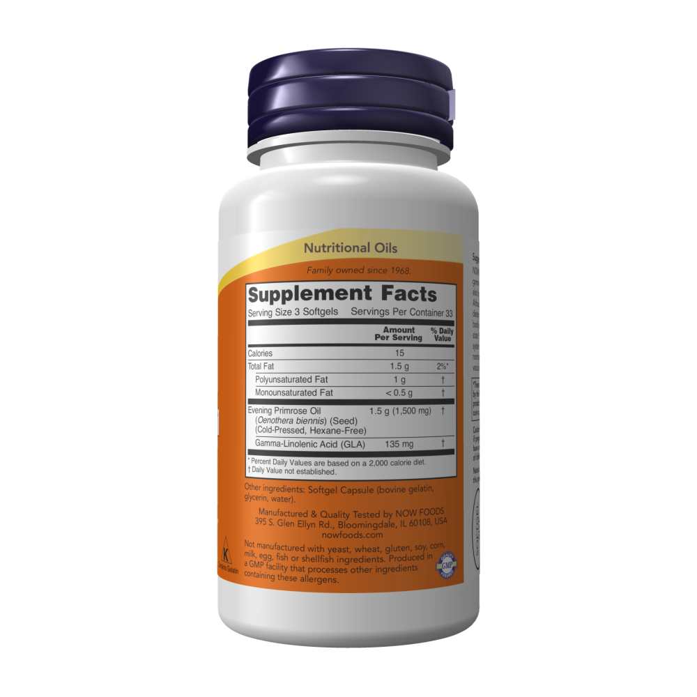 Now Foods Evening Primrose Oil 500mg – Women’s Health & Hormonal Balance – 100 Softgels