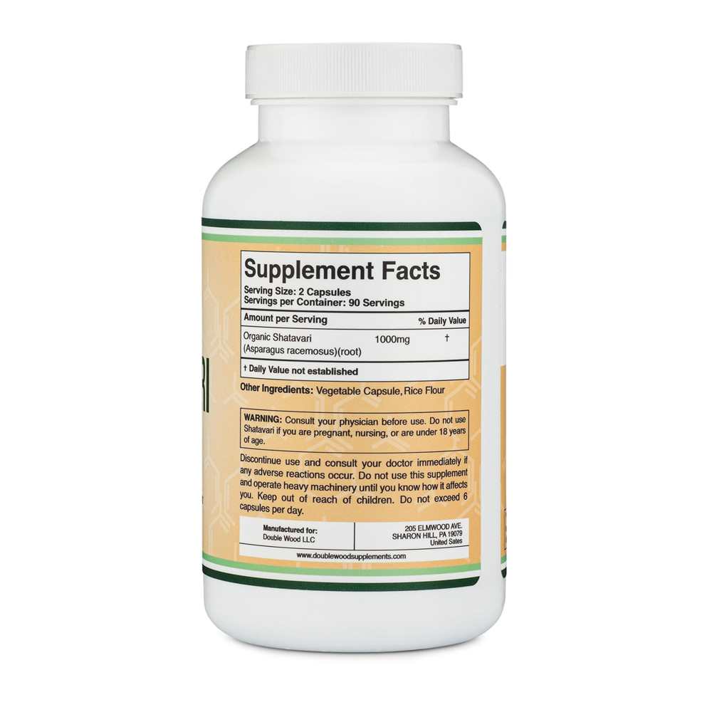 Double Wood Shatavari – 1000mg Ayurvedic Support for Women's Wellness | 180 Capsules