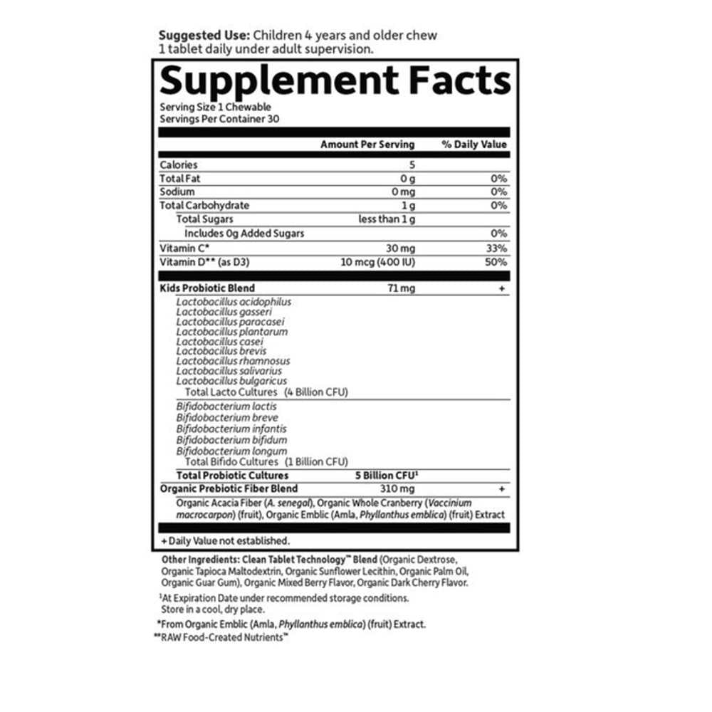 Garden of Life Dr. Formulated Probiotics Organic Kids+ Shelf-Stable Berry Cherry 30 Chewables