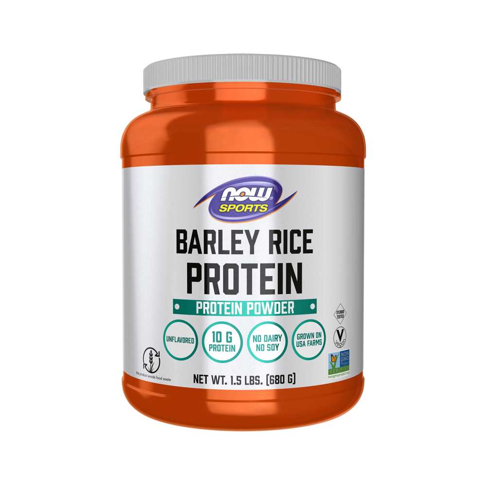 Now Sports Barley Rice Protein Powder – Plant-Based Protein Blend – Unflavored – 680g