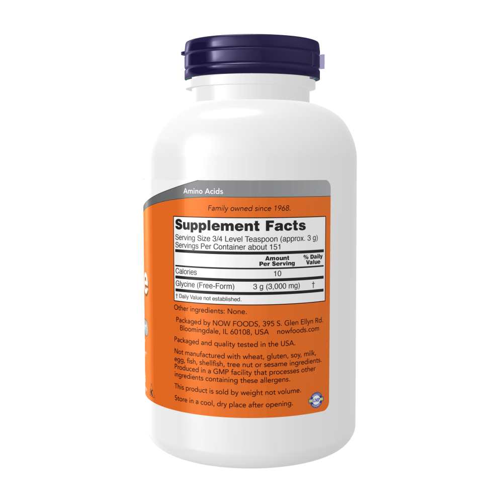 Now Foods Glycine Powder – Pure Pharmaceutical Grade Amino Acid for Relaxation & Neurotransmitter Support – 454 G