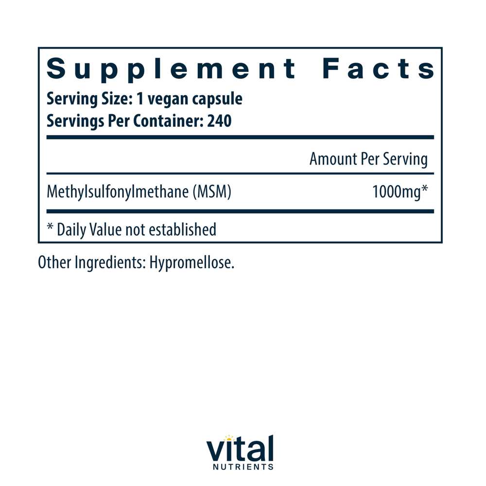 Vital Nutrients Msm 1000mg 240 Caps